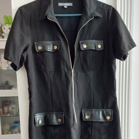 Sharagano Short Sleeve Summer Work Dress With Leather Pockets Size 6 Black - Picture 8 of 11
